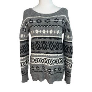 American Eagle Sweater Womens Sz S Fair Isle Nordic Cotton Wool Cabin Ski Cozy